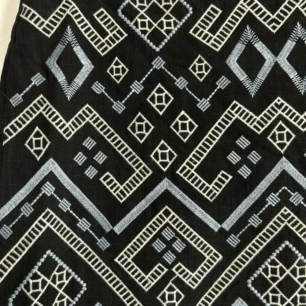 Lush Mini Skirt Women's Medium Black Geometric Embroidered Lined Preppy Acadamia